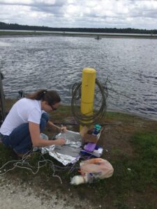 Student working near a body of water - Current Research - College of Natural Resources at NC State University